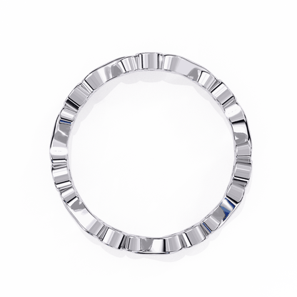 Round Cut Lab Grown Diamond Bezel Engagement Ring with Infinity Twist Eternity Band
