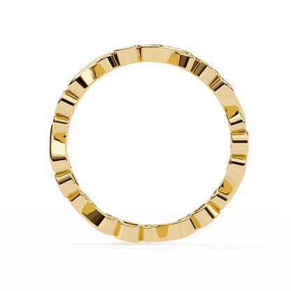 Round Cut Lab Grown Diamond Bezel Engagement Ring with Infinity Twist Eternity Band