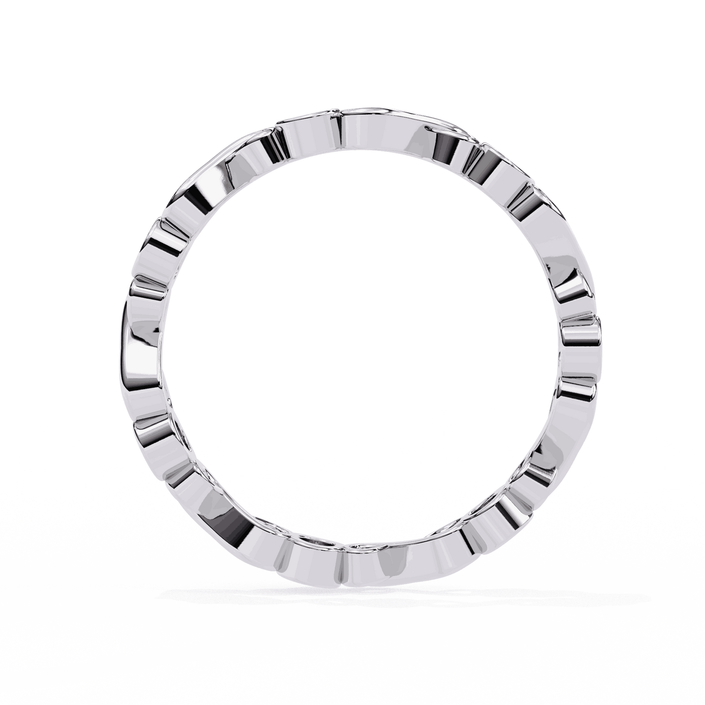 Round Cut Lab Grown Diamond Bezel Engagement Ring with Infinity Twist Eternity Band