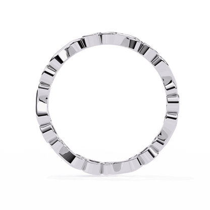 Round Cut Lab Grown Diamond Bezel Engagement Ring with Infinity Twist Eternity Band