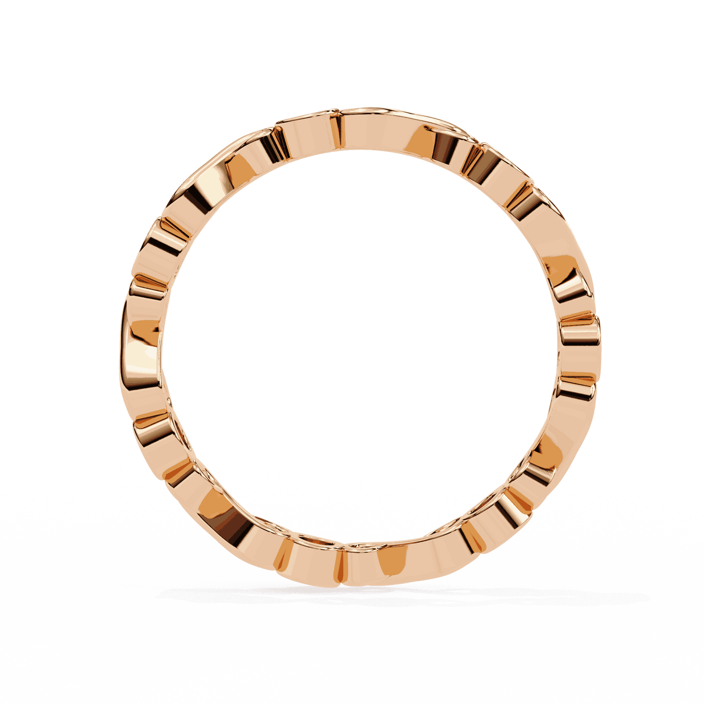 Round Cut Lab Grown Diamond Bezel Engagement Ring with Infinity Twist Eternity Band
