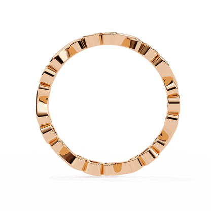 Round Cut Lab Grown Diamond Bezel Engagement Ring with Infinity Twist Eternity Band