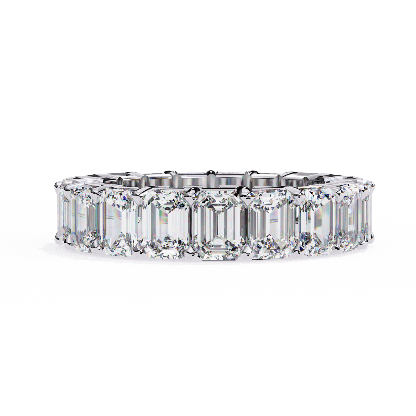 14K White Gold 5.00 CTW IGI Certified Emerald Lab Grown Diamond Eternity Band