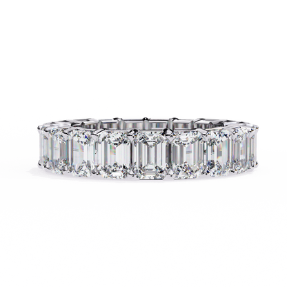 14K White Gold 5.00 CTW IGI Certified Emerald Lab Grown Diamond Eternity Band