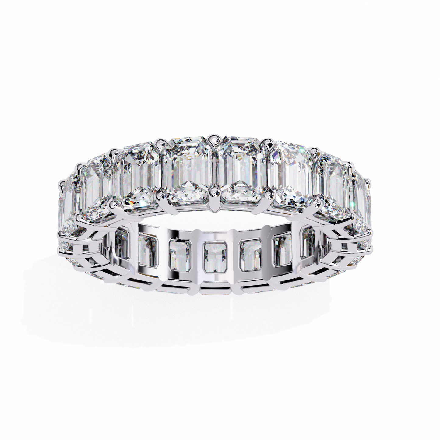 14K White Gold 5.00 CTW IGI Certified Emerald Lab Grown Diamond Eternity Band