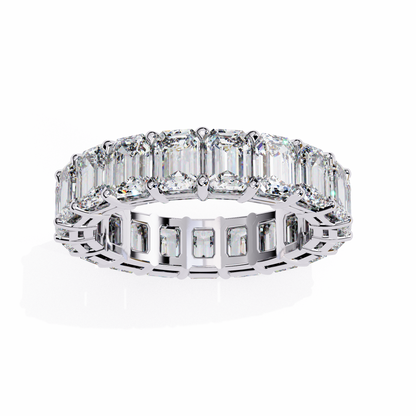 14K White Gold 5.00 CTW IGI Certified Emerald Lab Grown Diamond Eternity Band
