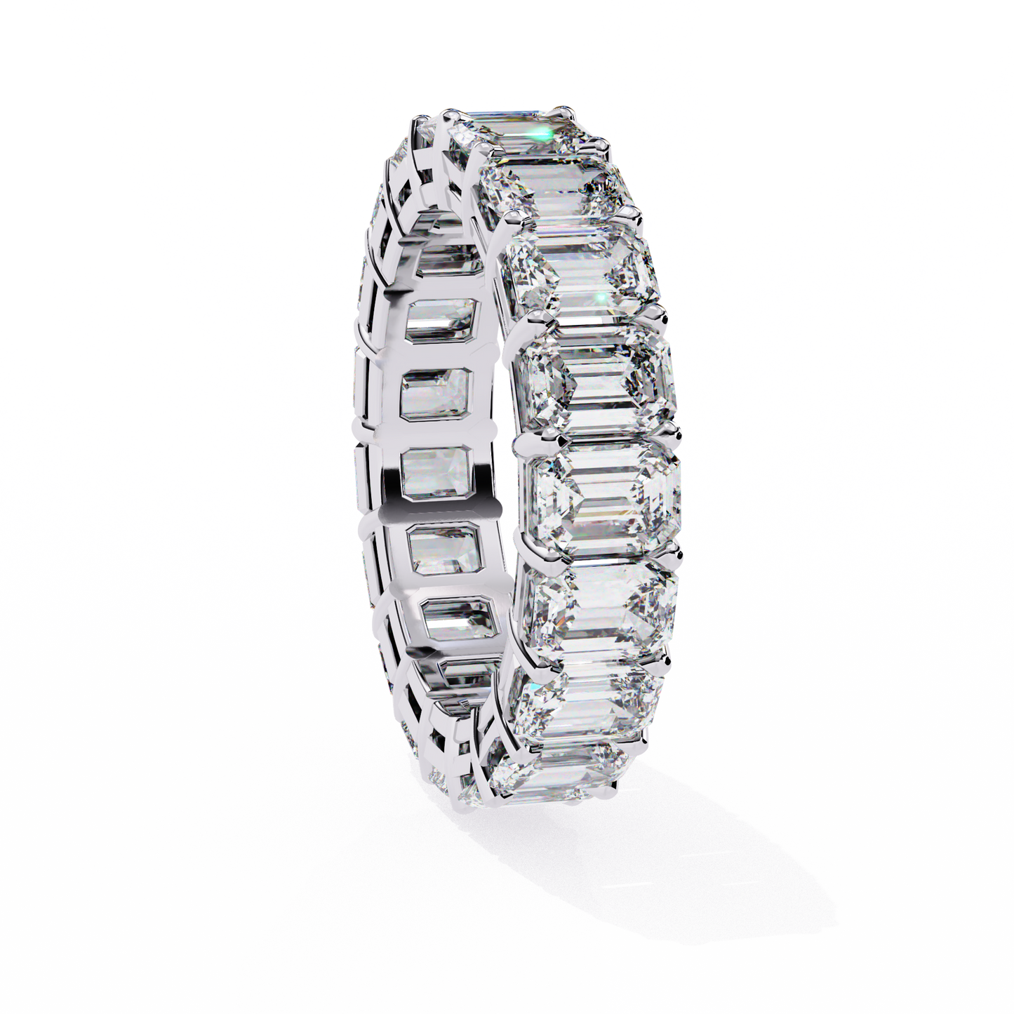 14K White Gold 5.00 CTW IGI Certified Emerald Lab Grown Diamond Eternity Band