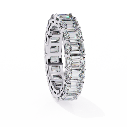 14K White Gold 5.00 CTW IGI Certified Emerald Lab Grown Diamond Eternity Band