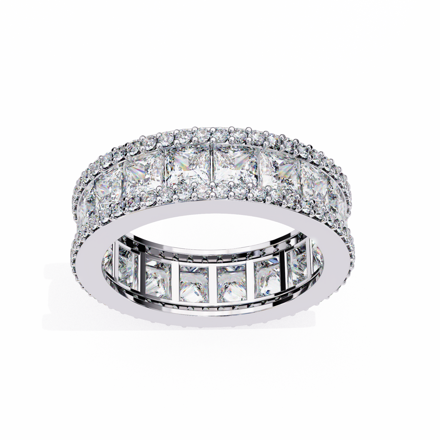 14K White Gold 3.54 Princess Cut Lab Grown Diamond Band