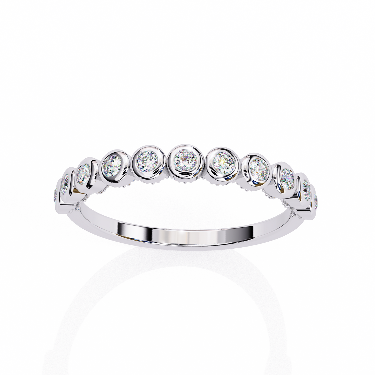 14K White Gold Round Lab Grown Diamond Band