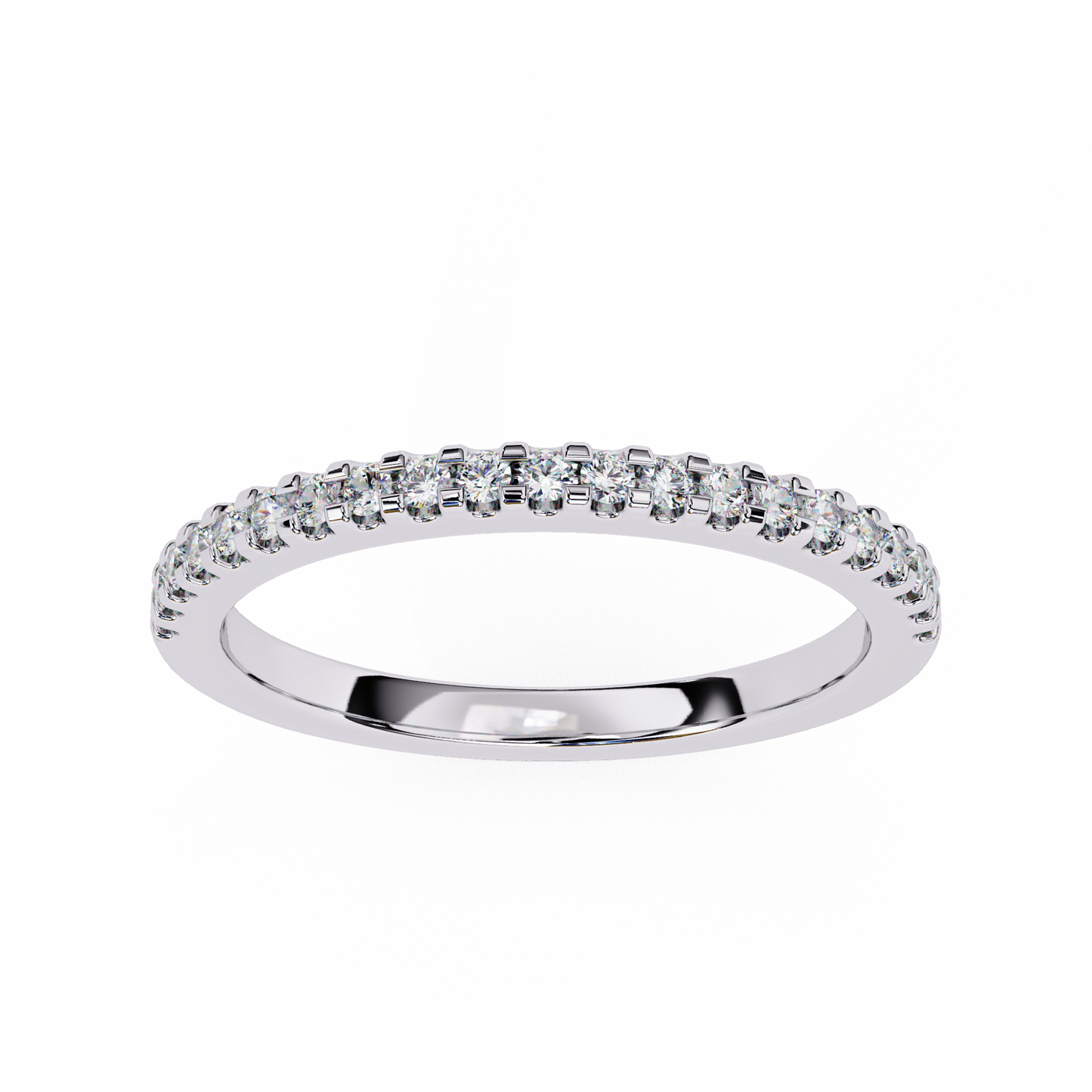 14K White Gold Round Lab Grown Diamond Band