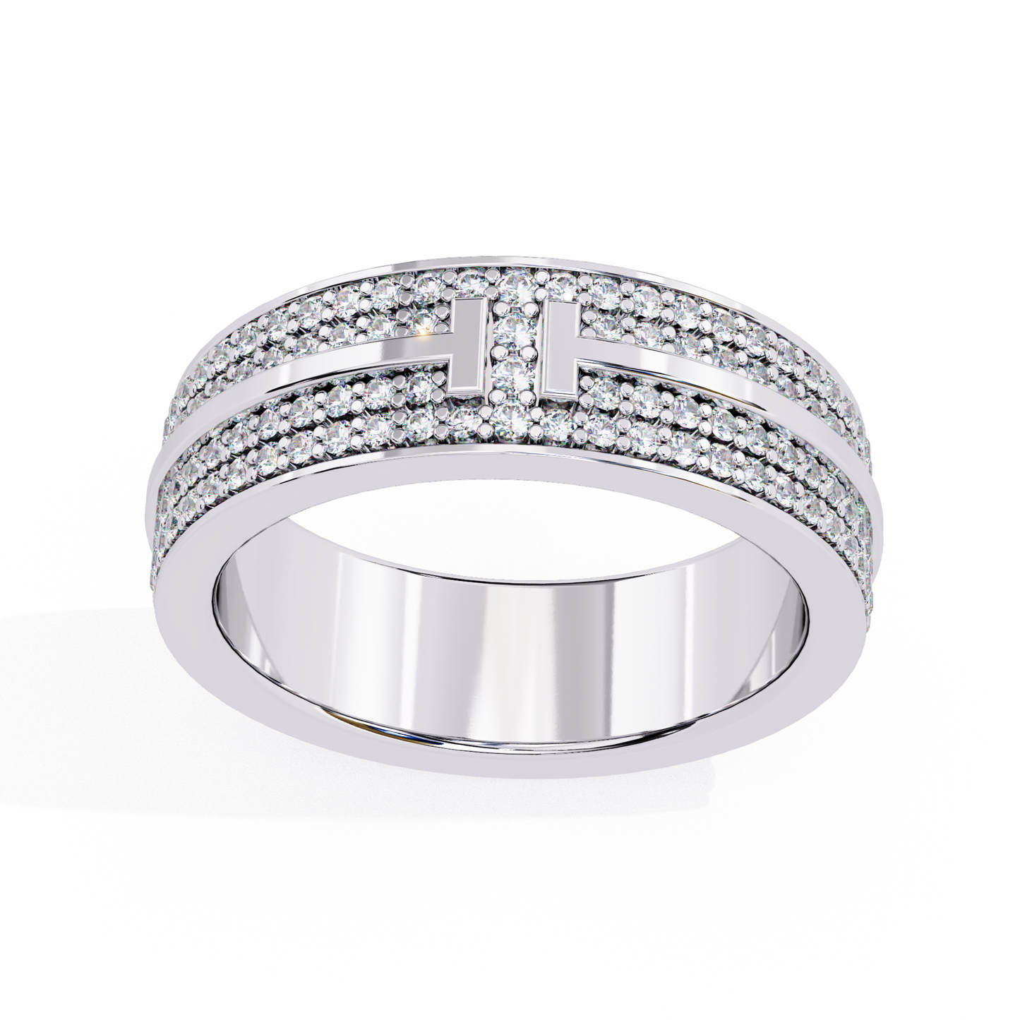 14K White Gold Round Lab Grown Diamond Band