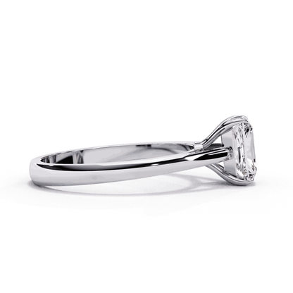 Radiant Cut Lab Grown Diamond Solitaire Engagement Ring with Cathedral Tapered Band