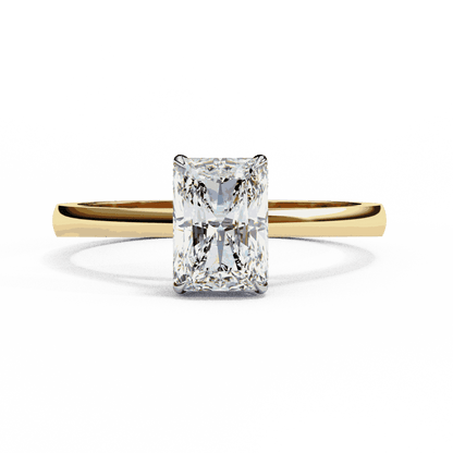 Radiant Cut Lab Grown Diamond Solitaire Engagement Ring with Cathedral Tapered Band