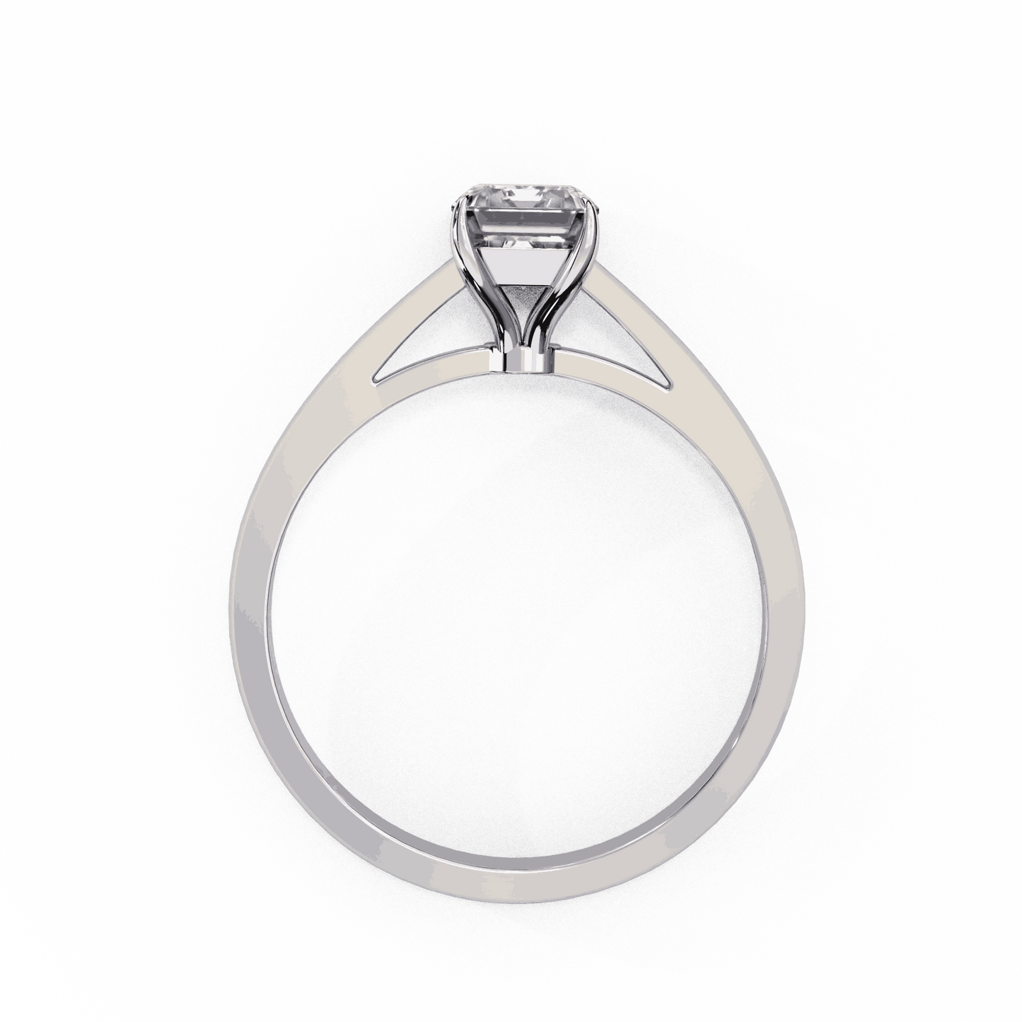 Radiant Cut Lab Grown Diamond Solitaire Engagement Ring with Cathedral Tapered Band