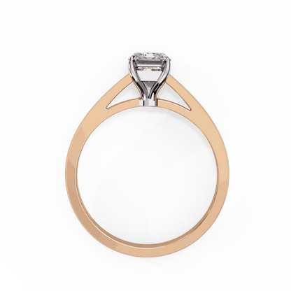 Radiant Cut Lab Grown Diamond Solitaire Engagement Ring with Cathedral Tapered Band