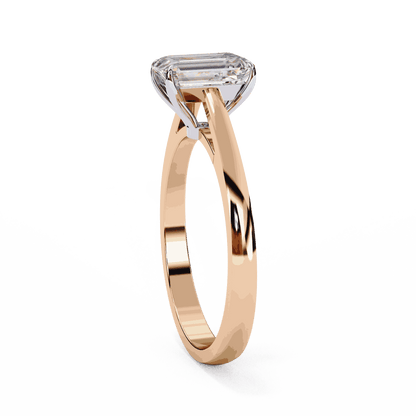 Radiant Cut Lab Grown Diamond Solitaire Engagement Ring with Cathedral Tapered Band
