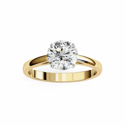 Round Cut Lab Grown Diamond Solitaire Engagement Ring with Cathedral Tapered Band