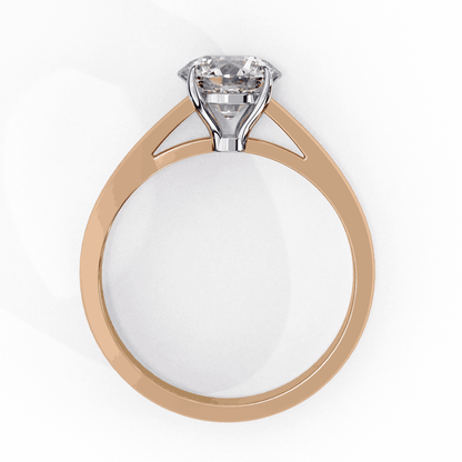 Round Cut Lab Grown Diamond Solitaire Engagement Ring with Cathedral Tapered Band