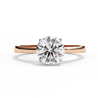 Round Cut Lab Grown Diamond Solitaire Engagement Ring with Cathedral Tapered Band