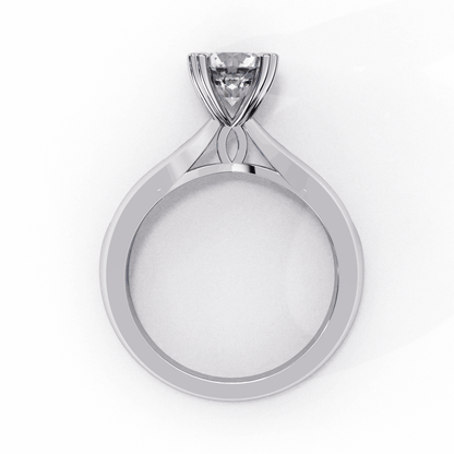Round Cut Lab Grown Diamond Solitaire Engagement Ring with Heart Prongs and Infinity Gallery