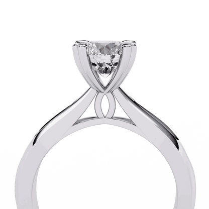 Round Cut Lab Grown Diamond Solitaire Engagement Ring with Heart Prongs and Infinity Gallery