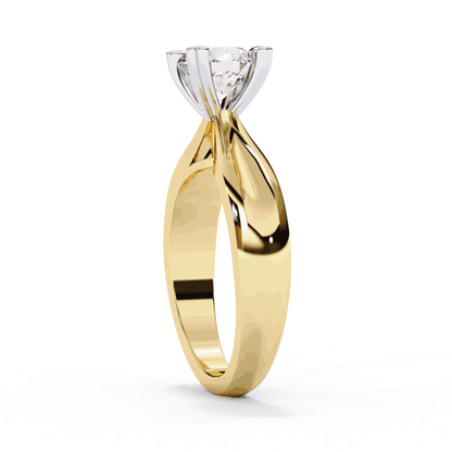 Round Cut Lab Grown Diamond Solitaire Engagement Ring with Heart Prongs and Infinity Gallery