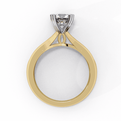 Round Cut Lab Grown Diamond Solitaire Engagement Ring with Heart Prongs and Infinity Gallery