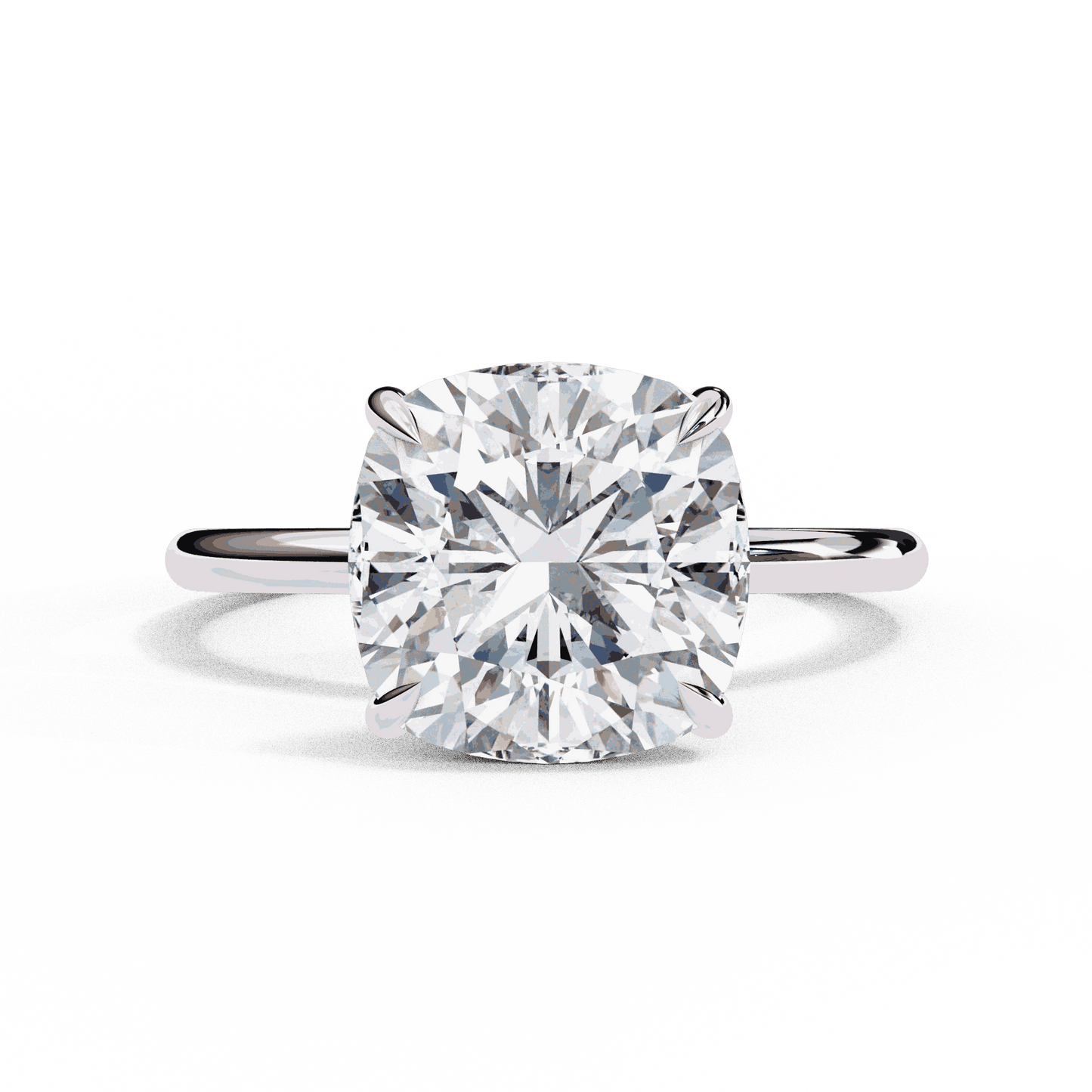 Cushion Cut Lab Grown Diamond Halo Engagement Ring with Hidden Pavé Slim Band