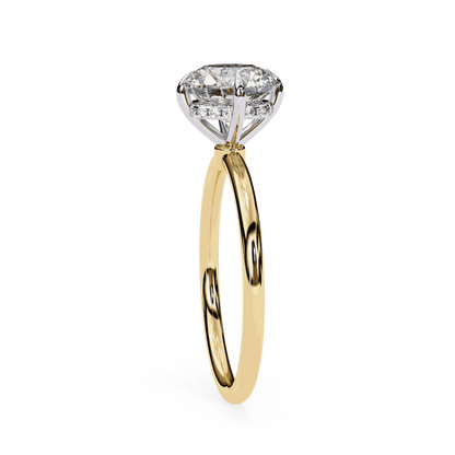 Round Cut Lab Grown Diamond Halo Engagement Ring with Hidden Pavé and Six Prong Head