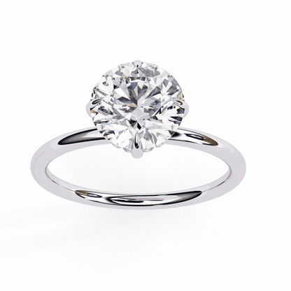 Round Cut Lab Grown Diamond Halo Engagement Ring with Hidden Pavé and Six Prong Head