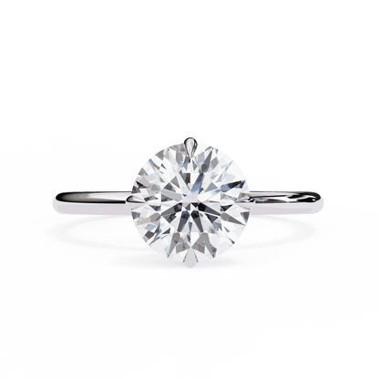 Round Cut Lab Grown Diamond Halo Engagement Ring with Hidden Pavé and Six Prong Head