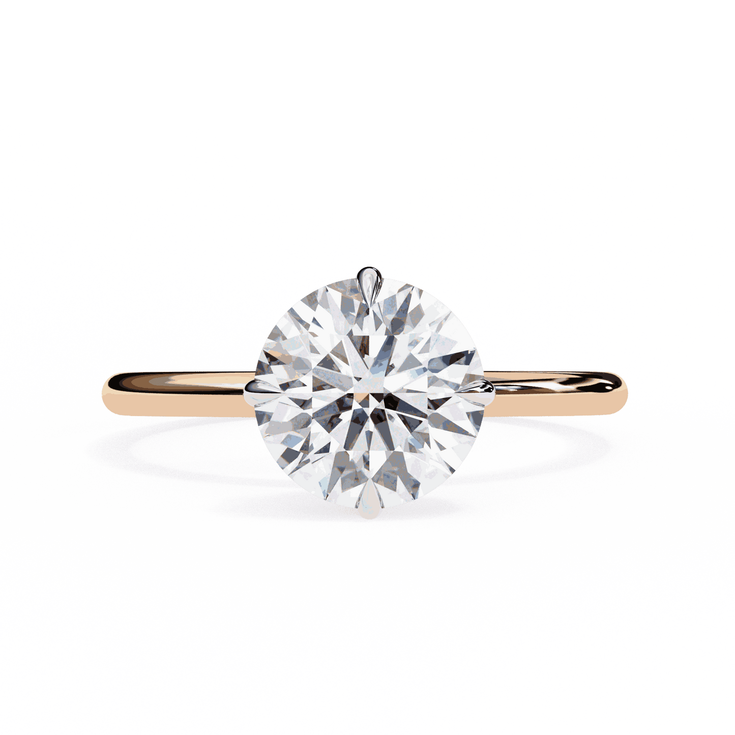 Round Cut Lab Grown Diamond Halo Engagement Ring with Hidden Pavé and Six Prong Head