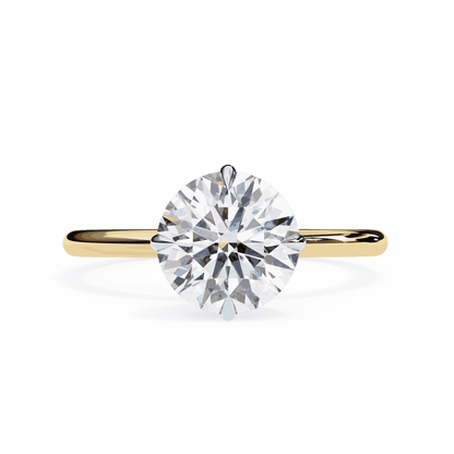 Round Cut Lab Grown Diamond Halo Engagement Ring with Hidden Pavé and Six Prong Head
