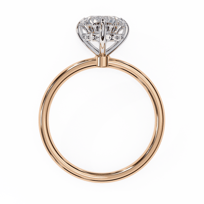 Round Cut Lab Grown Diamond Halo Engagement Ring with Hidden Pavé and Six Prong Head