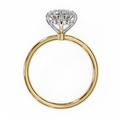 Round Cut Lab Grown Diamond Halo Engagement Ring with Hidden Pavé and Six Prong Head