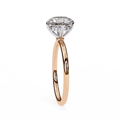 Round Cut Lab Grown Diamond Halo Engagement Ring with Hidden Pavé and Six Prong Head