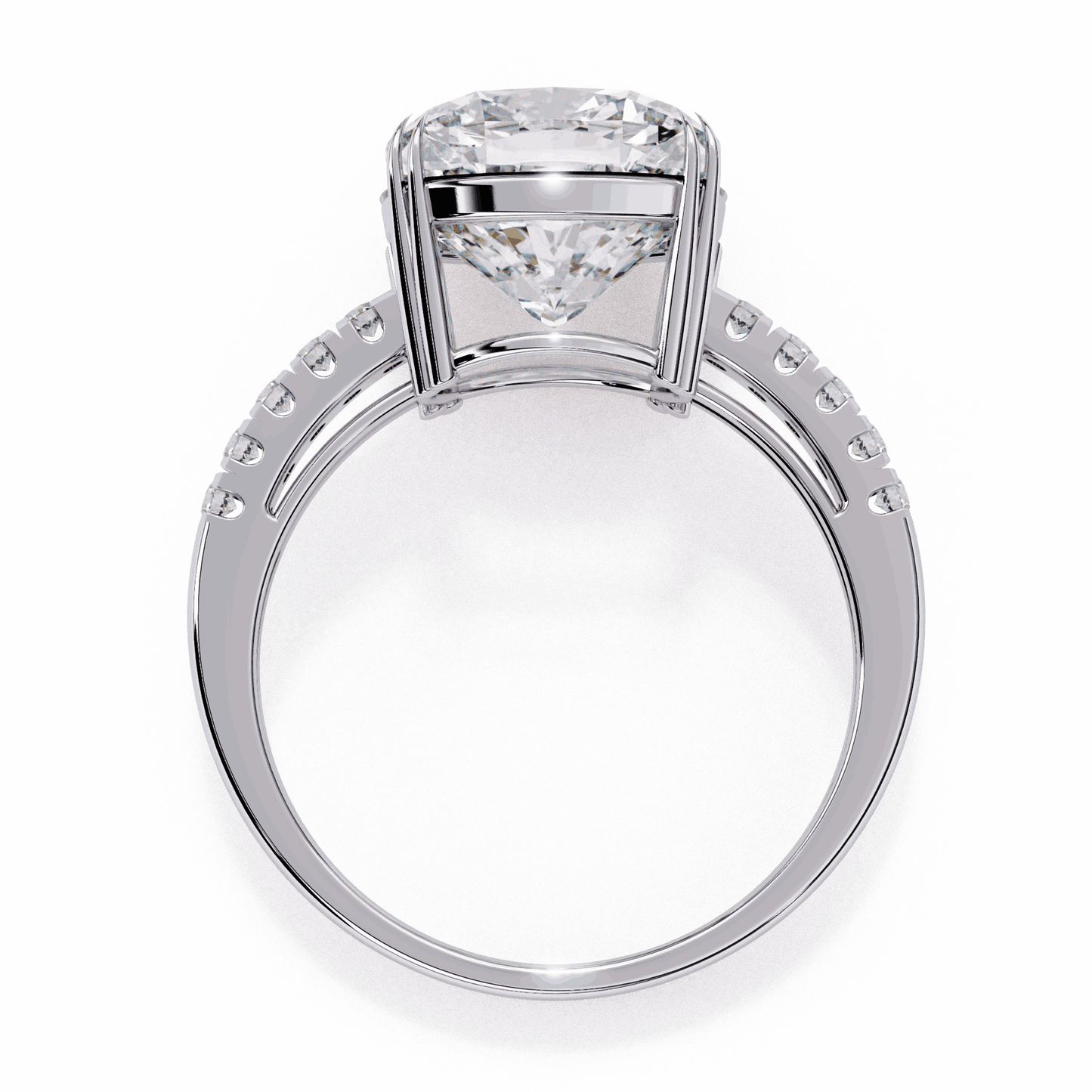 Cushion Cut Lab Grown Diamond Engagement Ring with Pavé Band