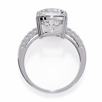 Cushion Cut Lab Grown Diamond Engagement Ring with Pavé Band