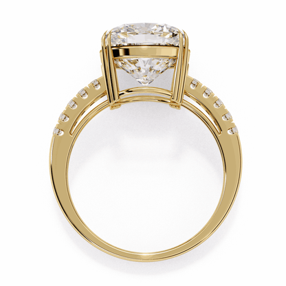 Cushion Cut Lab Grown Diamond Engagement Ring with Pavé Band