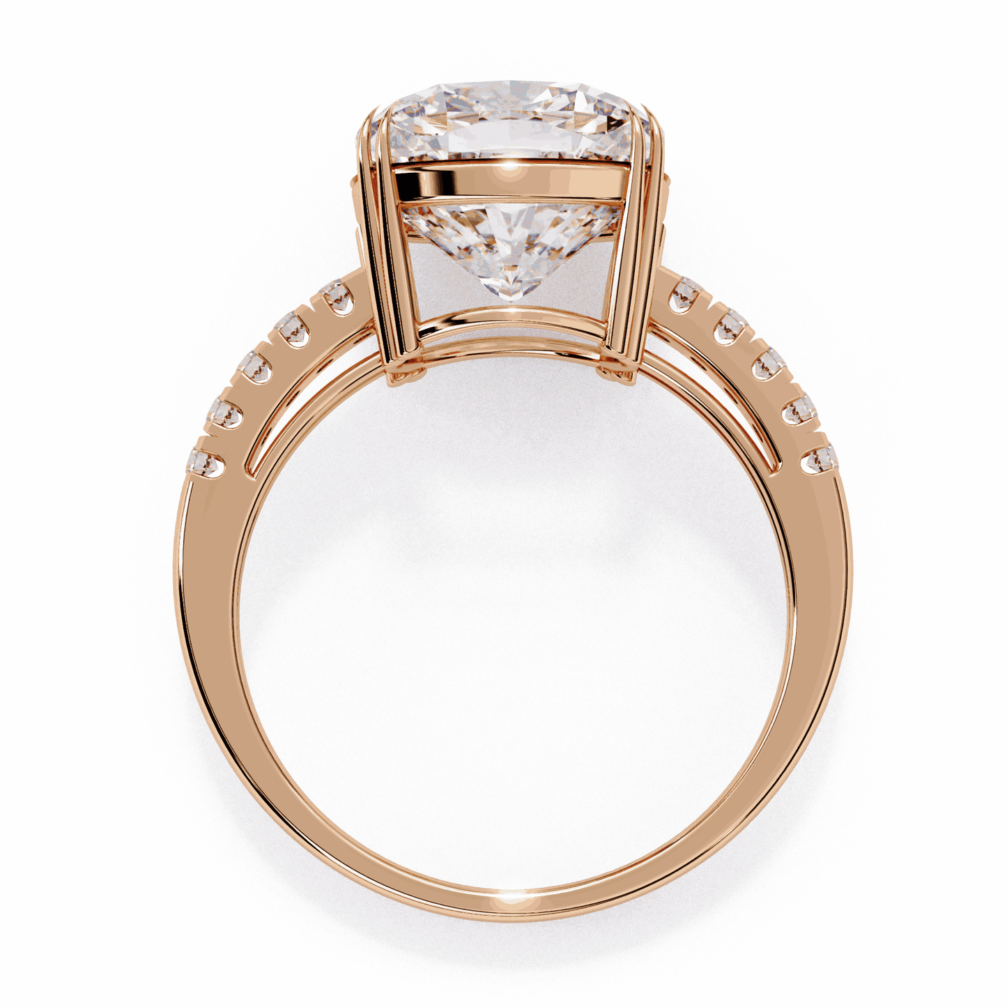 Cushion Cut Lab Grown Diamond Engagement Ring with Pavé Band