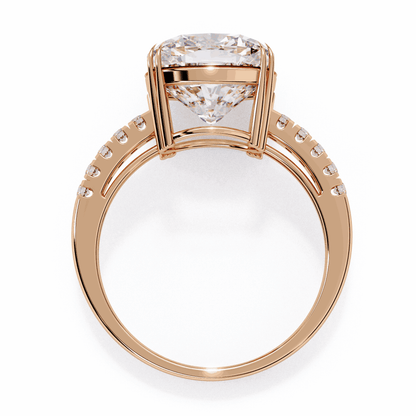 Cushion Cut Lab Grown Diamond Engagement Ring with Pavé Band