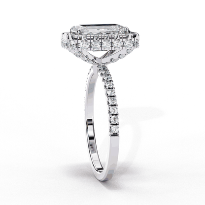 Radiant Cut Lab Grown Diamond Halo Engagement Ring with Large Stone Halo