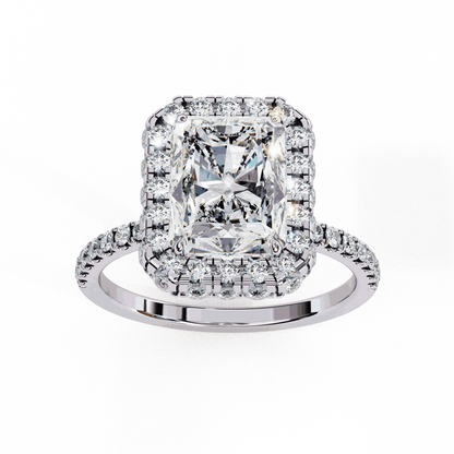 Radiant Cut Lab Grown Diamond Halo Engagement Ring with Large Stone Halo