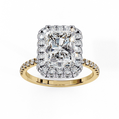 Radiant Cut Lab Grown Diamond Halo Engagement Ring with Large Stone Halo