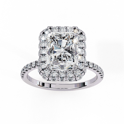 Radiant Cut Lab Grown Diamond Halo Engagement Ring with Large Stone Halo