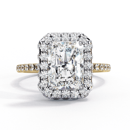 Radiant Cut Lab Grown Diamond Halo Engagement Ring with Large Stone Halo