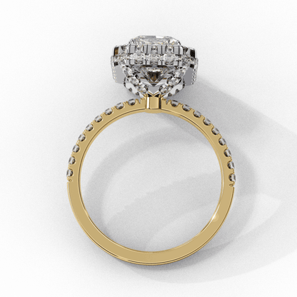 Radiant Cut Lab Grown Diamond Halo Engagement Ring with Large Stone Halo