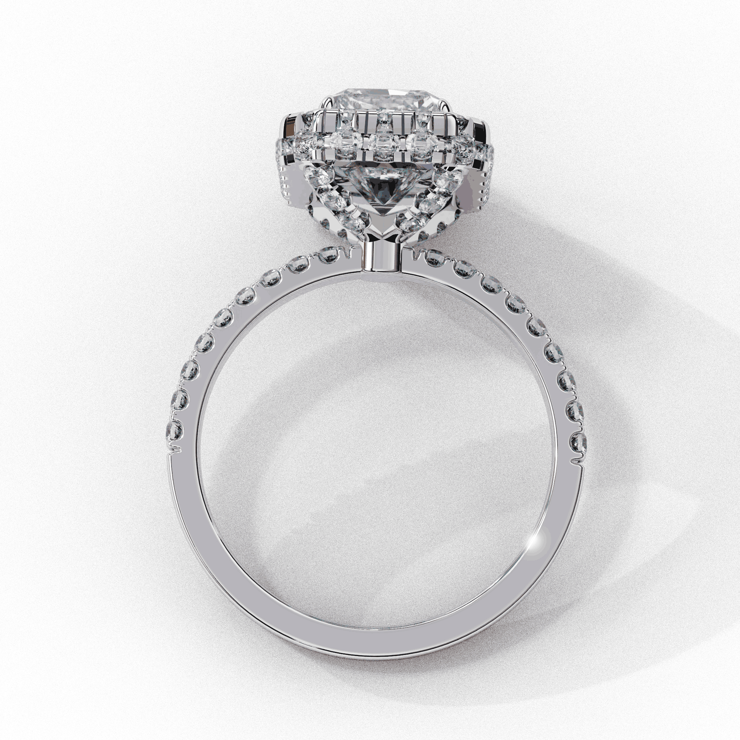 Radiant Cut Lab Grown Diamond Halo Engagement Ring with Large Stone Halo