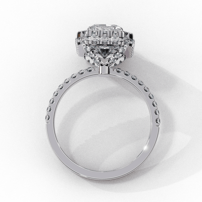 Radiant Cut Lab Grown Diamond Halo Engagement Ring with Large Stone Halo